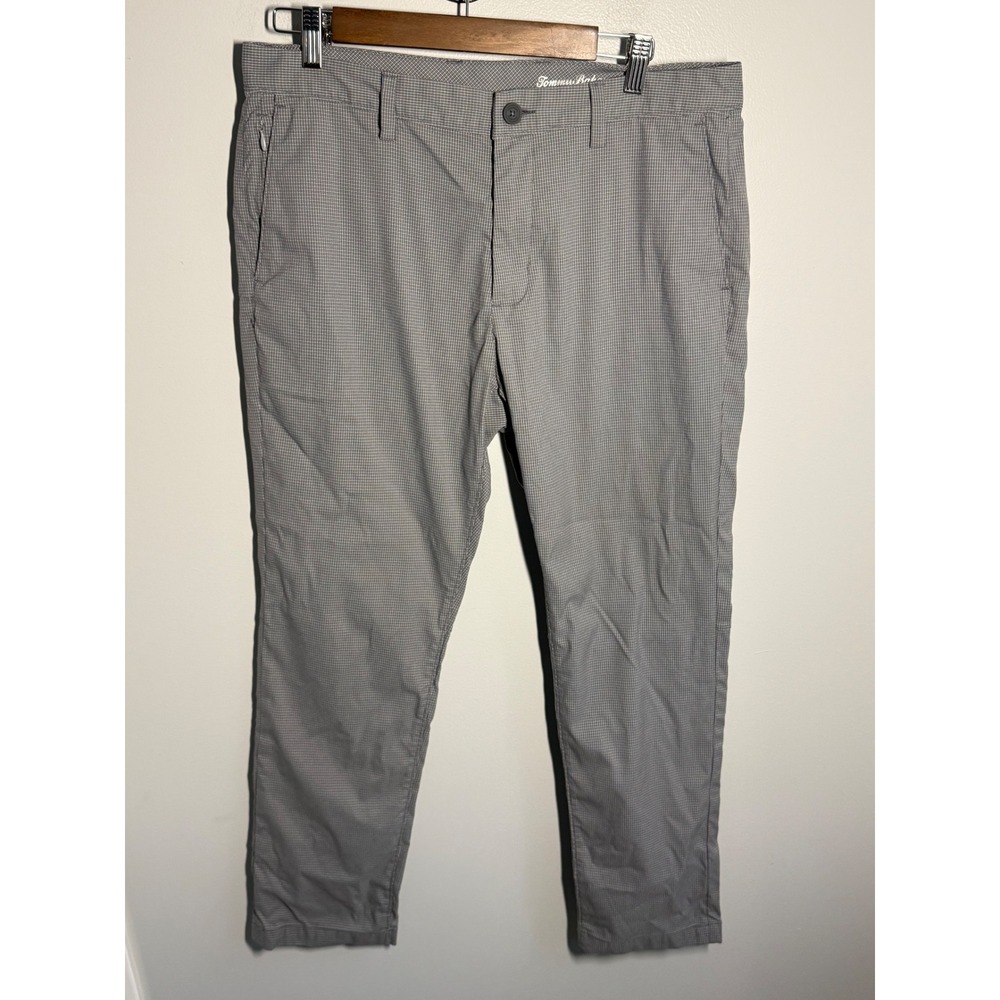 Tommy Bahama Boracay Pants Mens 34x30 Grey Micro Check Chino Trousers T121669
